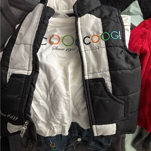COOGI Black and White Puffer Vest with Colorful Logo
